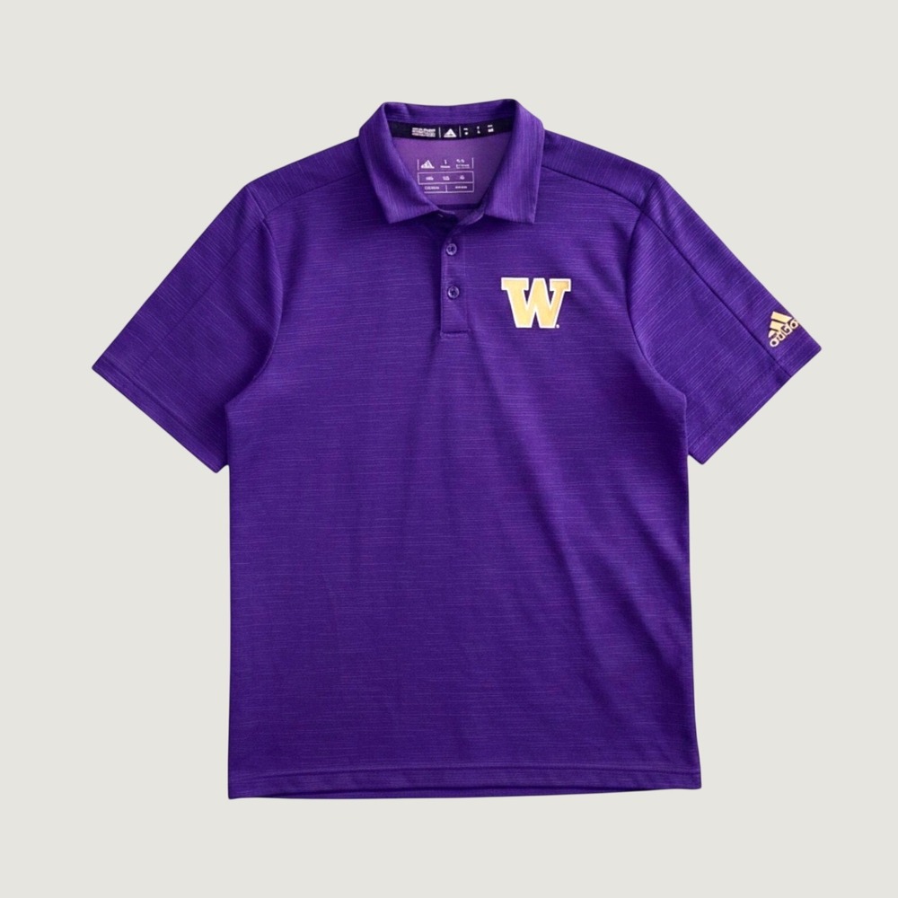 Adidas University of Washington Huskies Mens Purple Heathered Polo Shirt Size M